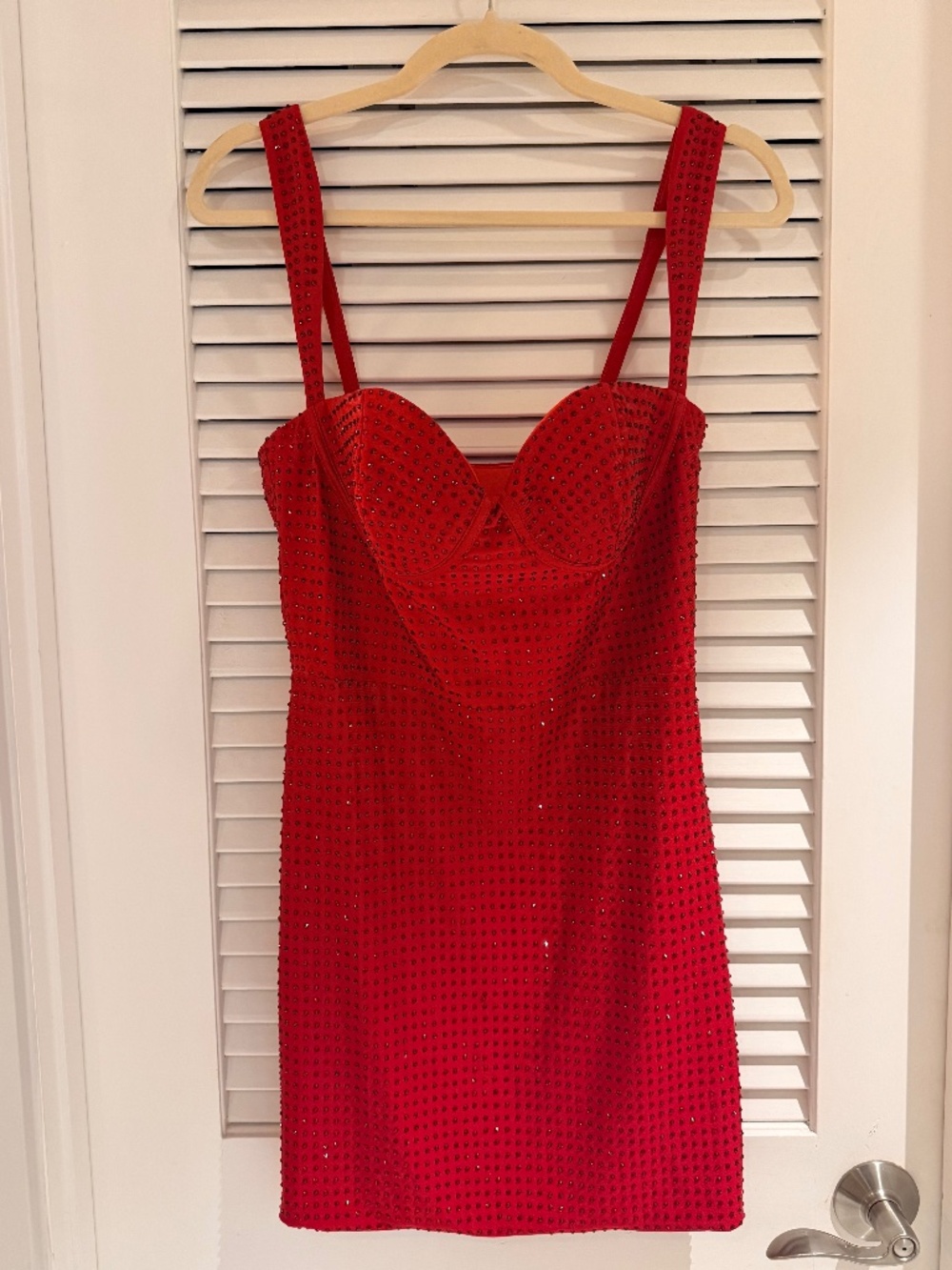 NWT Furlla Red Rhinestone Sweetheart Bodycon Mini Dress Size 6